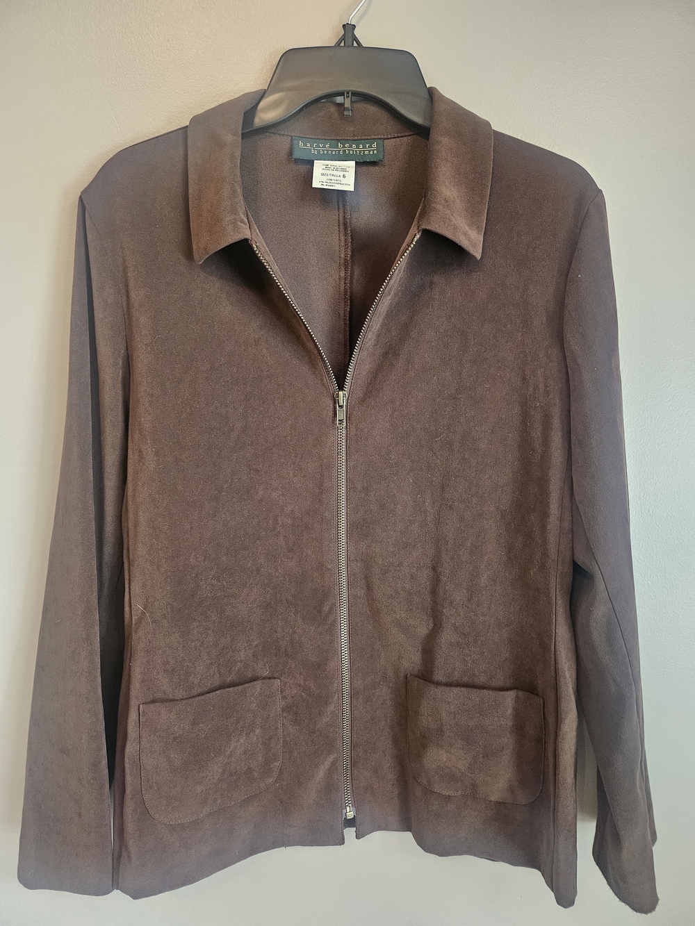 Vintage Harve Benard Brown Suede-Look Zip Front Jacket